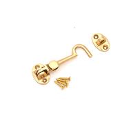 Heavy Duty Solid Polished Brass Silent Cabin Hook and Eye 3"/4"/6"/8"/10"/12" (3" -75mm)