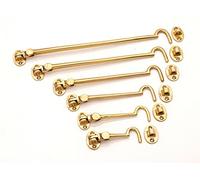 Heavy Duty Solid Polished Brass Silent Cabin Hook and Eye 3"/4"/6"/8"/10"/12" (4" - 100mm)