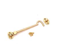 Heavy Duty Solid Polished Brass Silent Cabin Hook and Eye 3"/4"/6"/8"/10"/12" (6" - 150mm)