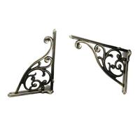 Heavy Duty Solid Stand,5 Inch 2 Pack Brushed Antique Brass,Right Angle Wall Panel Support Bracket,Decorative Shelf Bracket,Heavy Duty Vintage,Wall Mount Support DIY - Shelf Hardware Included