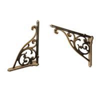 Heavy Duty Solid Stand,8 Inch 2 Pack Antique Brass,Right Angle Wall Panel Support Bracket,Decorative Shelf Bracket,Heavy Duty Vintage,Wall Mount Support DIY - Shelf Hardware Included