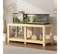 Heavy Duty Solid Wood Aquarium Stand - 2-Tier Storage for Fish Tanks Plants & Printers Natural Pine Multi-Purpose Shelf Strong Support for Aquatic Life
