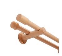 Heavy Duty Solid Wood Curtain Rod Kit with End Caps - Wood Grain Finish, Easy Installation for Curtains and Drapes