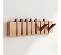 Heavy Duty Solid Wood Wall Hook Rack, Flip Down Piano Style Hangers for Jackets, Towels, and Accessories, Natural Finish Organizer for Home, Closet, Behind Door