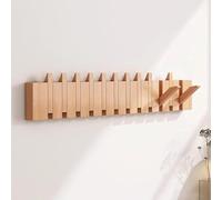 Heavy Duty Solid Wood Wall Hook Rack, Flip Down Piano Style Hangers for Jackets, Towels, and Accessories, Natural Finish Organizer for Home, Closet, Behind Door