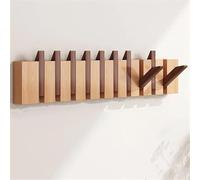 Heavy Duty Solid Wood Wall Hook Rack, Flip Down Piano Style Hangers for Jackets, Towels, and Accessories, Natural Finish Organizer for Home, Closet, Behind Door