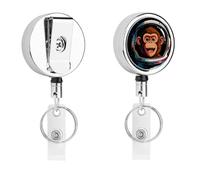 Heavy Duty Space Astronaut Monkey Badge Reel with 360° Swivel Alligator Clip & 24" Retractable Nylon Cord Lightweight Name Badge Holder for Nurse Teacher Office Worker Id Card Decor