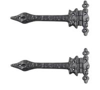 Heavy Duty Spear Hinge For Wooden Doors And Gates - Black Antique Front Door Hinge With Matching Screws, Pack Of 2
