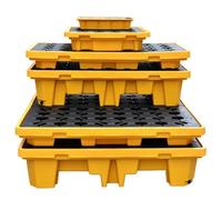 Heavy Duty Spill Containment Pallet 130x130x15 cm Plastic Platform for Oil Drums Forklift Compatible Ideal for Safe Hazardous Material Storage