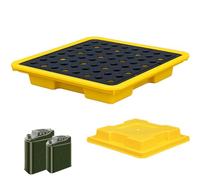 Heavy-Duty Spill Containment Pallet for Oil Drums, Leak-Proof Polyethylene Tray with Drain, Anti-Slip Detachable Platform for Industrial Use, Ultimate Spill Kit Solution