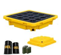 Heavy-Duty Spill Containment Pallet for Oil Drums, Leak-Proof Polyethylene Tray with Drain, Anti-Slip Detachable Platform for Industrial Use, Ultimate Spill Kit Solution