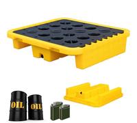 Heavy-Duty Spill Containment Pallet for Oil Drums, Leak-Proof Polyethylene Tray with Drain, Anti-Slip Detachable Platform for Industrial Use, Ultimate Spill Kit Solution