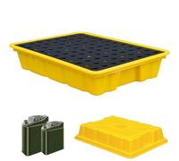 Heavy-Duty Spill Containment Pallet for Oil Drums, Leak-Proof Polyethylene Tray with Drain, Anti-Slip Detachable Platform for Industrial Use, Ultimate Spill Kit Solution