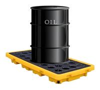 Heavy-Duty Spill Containment Pallet with Drain, 130×68×15cm Polyethylene Spill Platform & Tray, Ideal for Oil, Chemical Storage & Environmental Safety