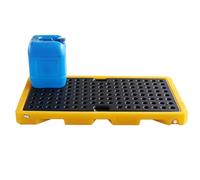 Heavy Duty Spill Containment Tray, Leakproof Polyethylene Platform with Top Grates for Industrial Use, Garage and Warehouse Modular Storage Solution, 13.39x13.39x2.56in