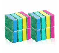 Heavy Duty Sponge Scourers Non-Scratch Washing Up Sponge for Kitchen & Household | Dual Sided Absorbent Scrubbing Pads for Dishwashing, Ceramic & More | Multicolor Pack of 16 Pcs