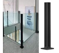 Heavy Duty Square Black Glass Railing Kit Stainless Steel Glass Panel Clamp 65cm Corner Post Modern Glass Balustrade for Indoor/Outdoor Safety Durable & Stylish.