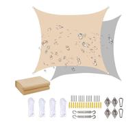 Heavy Duty Square Sun Shade Sail Canopy 420D Waterproof Outdoor Awning Rectangular Shade Cover with Mounting Kit -UV Resistant Oxford Fabric (4x4m)