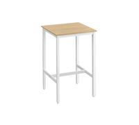 Heavy-Duty Square Tall Bar Table, Oak Beige + White / 60 x 60 x 92 cm