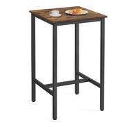 Heavy-Duty Square Tall Bar Table, Rustic Brown + Black / 60 x 60 x 106 cm