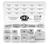 Heavy Duty Square Washers 107Pcs for Automotive | Square plate shape, larger bearing for surface, prevents loosening, 107 pieces, ideal for furniture repair