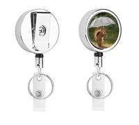 Heavy Duty Squirrel Hold A Umbrellas Badge Reel with 360° Swivel Alligator Clip & 24" Retractable Nylon Cord Lightweight Name Badge Holder for Nurse Teacher Office Worker Id Card Decor