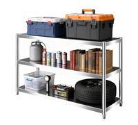 Heavy Duty Stainless Steel 3-Tier Adjustable Storage Rack - Sturdy Kitchen & Garage Organizer - Versatile 60x35x80cm Space-Saving Shelving Unit for Home & Warehouse
