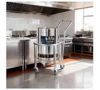 Heavy Duty Stainless Steel Barrel Rack with Swivel Casters, Multifunctional Mover Carrier Barrel Frame for Canteen Restaurant