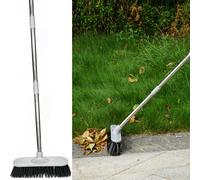 Heavy Duty Stainless Steel Broom with Handle Outdoor Garden Hard Bristle Brush