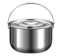 Heavy Duty Stainless Steel Camping Pot with Lid and Handle for Outdoor Cooking, Suitable for Various Cooking Methods Including Stewing and Mixing (4L)
