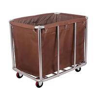 Heavy Duty Stainless Steel Commercial Laundry Cart with Wheels, Large Capacity Roller Basket, Removable Waterproof Canvas Lined