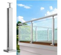 Heavy-Duty Stainless Steel Country Post 65-105cm Square Railing with Flexible Connector - Ideal for Country Systems, End Post Size 85cm, Durable and Weather-Resistant