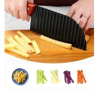 Heavy Duty Stainless Steel Crinkle Cutter Wavy Chopper French Fry Slicer for Potatoes Carrot Chips and Fruits, Vegetable, Potatoes, Onions (Red-Style I, 1 PCS)