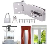 Heavy Duty Stainless Steel Door Hasp Lock, Burglar-Proof Gate Latch for Shed Cabinet Tool Box, 3 Inch with Padlock and Keys
