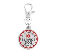 Heavy Duty Stainless Steel Emotional Therapy Dog Keychain with Easy Collar Attachment, fabric/feather, No Gemstone