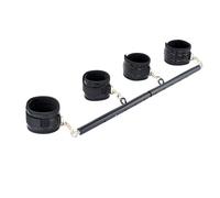 Heavy Duty Stainless Steel Expandable Black Spreader Bar with 4pcs PU Crocodile Black Detachable Adjustable Straps,Workout Bar for Home Indoor Gym Training Kit