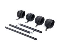 Heavy Duty Stainless Steel Expandable Spreader Bar with 4pcs PU Black--Pink Skull Pattern Detachable Adjustable Straps,Workout Bar for Home Indoor Gym Training Kit