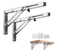 Heavy Duty Stainless Steel Floating Shelf Brackets 1 Pair Folding Angle Brackets Triangle Wall Mounted Shelf Support Perfect for Home & Office Storage Solutions (W 170 X L 490)