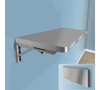 Heavy Duty Stainless Steel Folding Wall Table Wall-Mounted Fold Down Desk 304 Stainless Steel Floating Workstation Space-Saving Kitchen & Garage Shelf (47.2"x11.8")