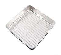 Heavy Duty Stainless Steel For Oven Roasting Pan with Rack and Handles for Turkey Chicken Veggies and Lasagna High Sided to Keep Juices Inside and Simplify Cleanup (A)