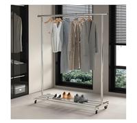 Heavy Duty Stainless Steel Freestanding Clothes Rack with Wheels Mobile Rolling Clothes Drying Rail for Coats Shirts Sweaters Skirts - and Versatile Storage Solution