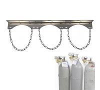 Heavy-Duty Stainless Steel Gas Cylinder Bracket, Sturdy Wall Mount Air Tank Holder for 8L-40L Cylinders, Adjustable Safety Chains, for Workshop, Factory, Hospital(3 Bottles)