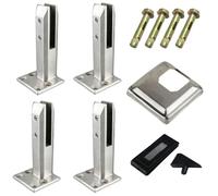 Heavy Duty Stainless Steel Glass Clamp Set 4PCS Eccentric Pool Fence Spigot Railing Post Fits 8mm 1m Glass Thickness 200mm Design for Secure Installation