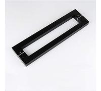 Heavy Duty Stainless Steel Glass Door Handle Set, Retro Double Side Bar Pull for Wood, Steel, Barn Doors - Square Shop Push Pull Handle, Black 1200mm