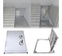 Heavy Duty Stainless Steel Hidden Cellar Door Access Hatch Recessed Floor Cover with Suction Cup Opener Basement Entrance Doors (White 43x20 inches / 109x51 cm)