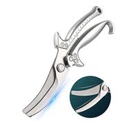 Heavy Duty Stainless Steel Kitchen Scissors with Sharp Serrated Edge | Professional Upgrade Silver Kitchen Shears for Bone, Chicken, Meat, Fish, Turkey, Vegetables, BBQ Scissors