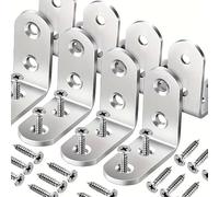 Heavy-Duty Stainless Steel L-Shaped Brackets Set with Screws - for Wooden Furniture, Tables & Chairs, Silver