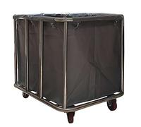 Heavy Duty Stainless Steel Laundry Cart with Wheels - 11.35 Bushel Capacity Waterproof Removable Canvas Liner Ideal for Commercial and Industrial Useand Mobile