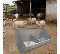 Heavy-Duty Stainless Steel Livestock Feeder Trough, Large Capacity Hog Hay & Food Bin with Divider Panel for Pigs, Cattle, Horses, Goats, Easy to Clean