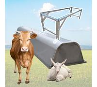 Heavy Duty Stainless Steel Livestock Hay Feeder with Stand for Cows, Poultry, and Small Animals, Durable Feeding Trough for Efficient Farm Use